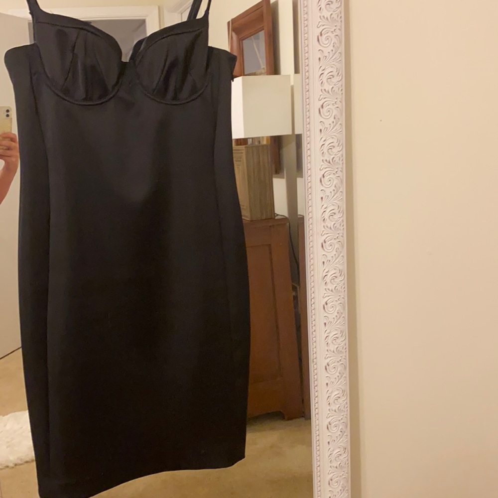 Black Satin body con dress